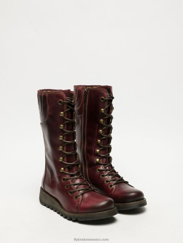 rojo oscuro 2LT8B289 botas con cordones Fly London mujer