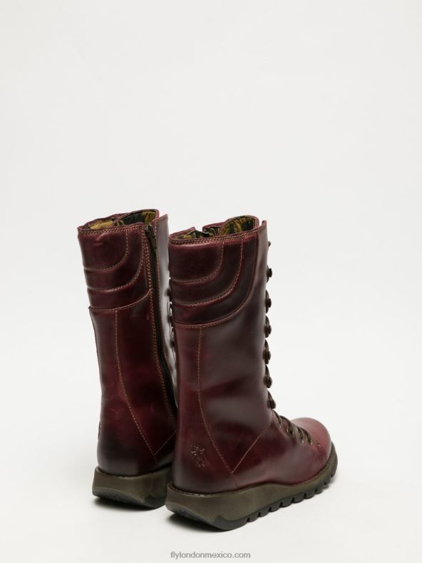 rojo oscuro 2LT8B289 botas con cordones Fly London mujer
