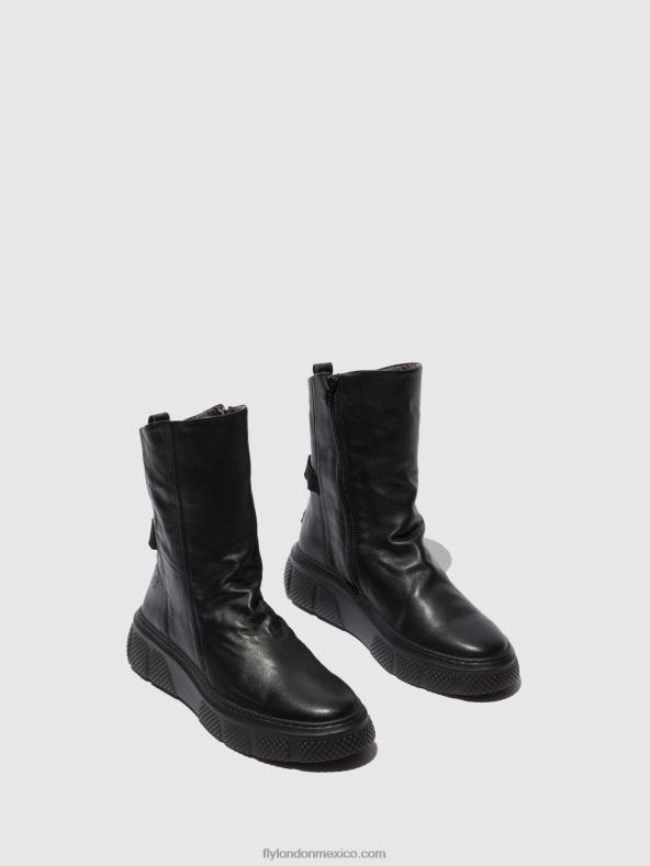Dublín negro (suela negra) 2LT8B325 botas con cremallera esen485 Fly London mujer