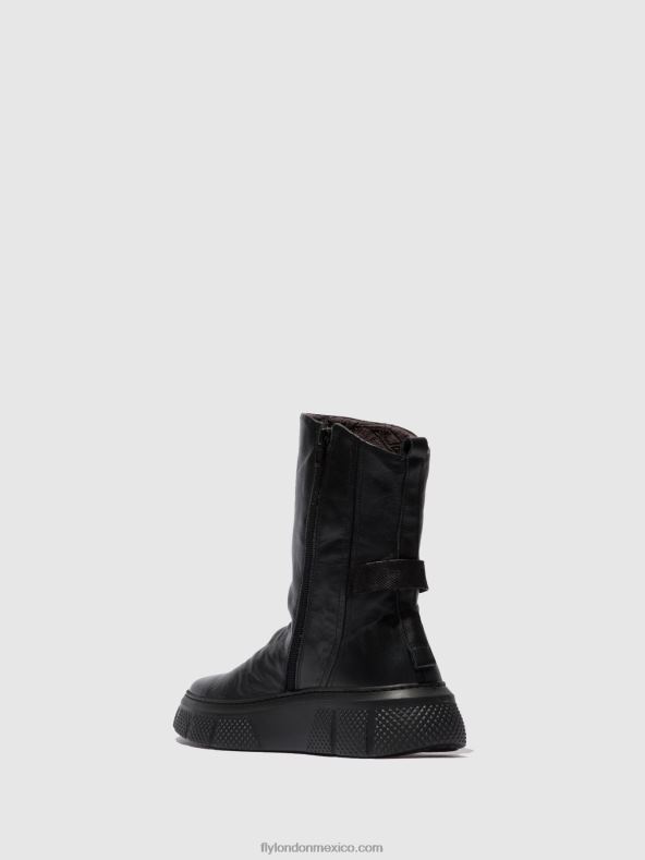 Dublín negro (suela negra) 2LT8B325 botas con cremallera esen485 Fly London mujer