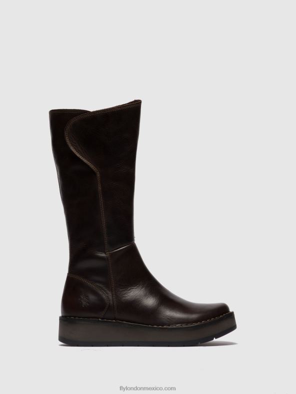 alfombra dk. marrón 2LT8B341 botas con cremallera rhea042 Fly London mujer