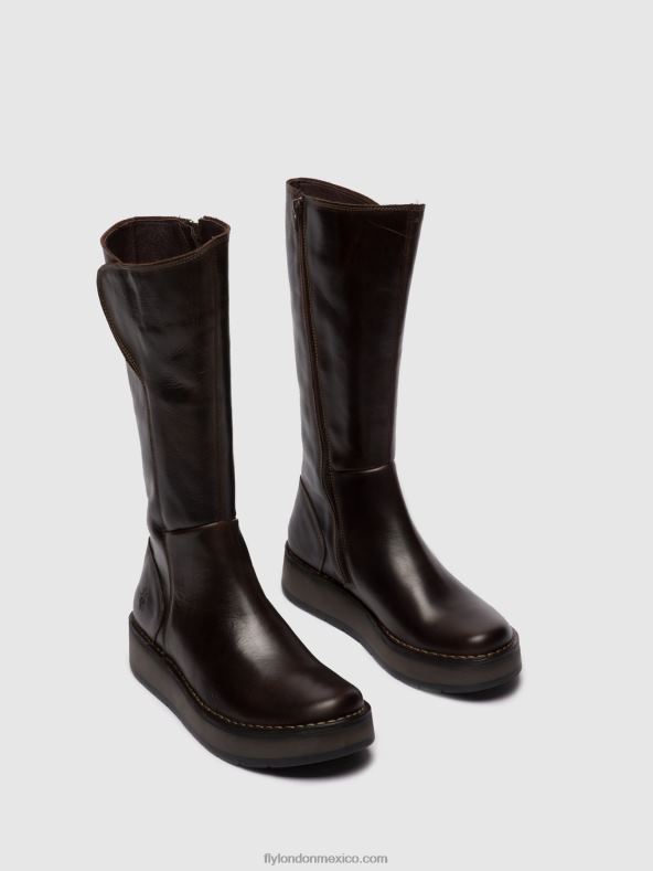 alfombra dk. marrón 2LT8B341 botas con cremallera rhea042 Fly London mujer