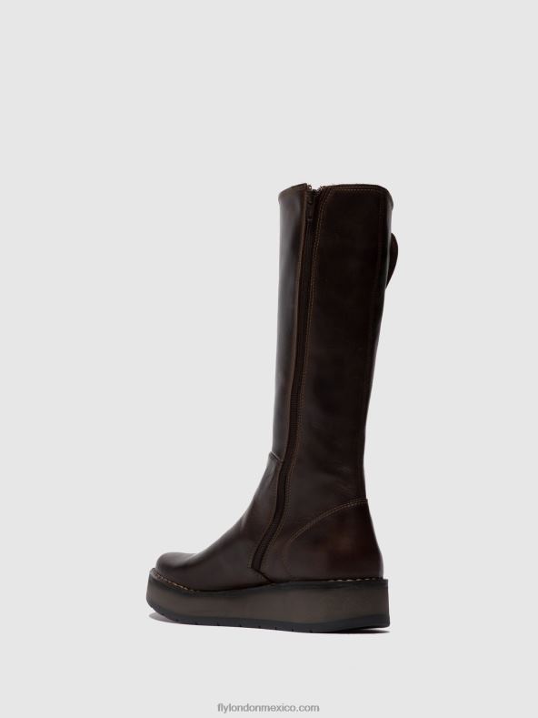 alfombra dk. marrón 2LT8B341 botas con cremallera rhea042 Fly London mujer