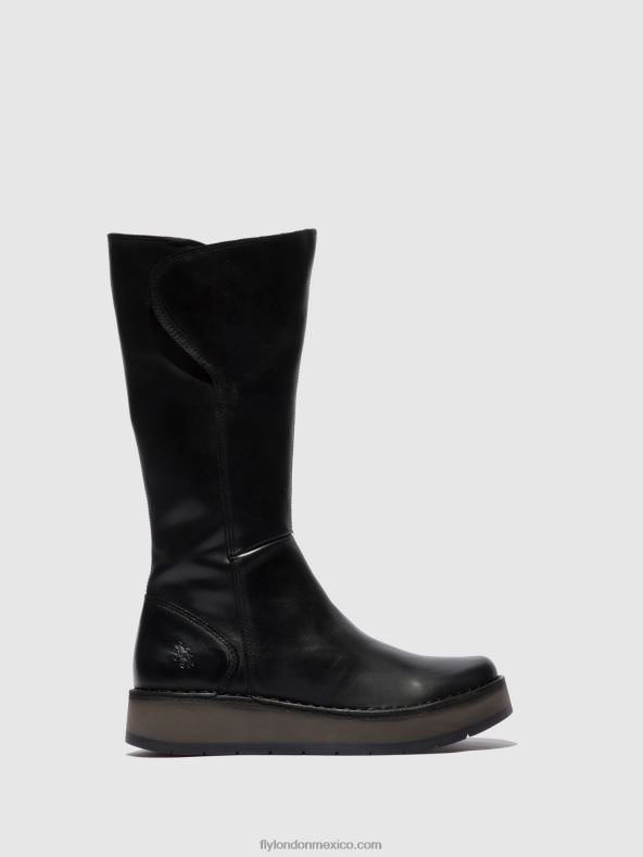alfombra negra 2LT8B339 botas con cremallera rhea042 Fly London mujer