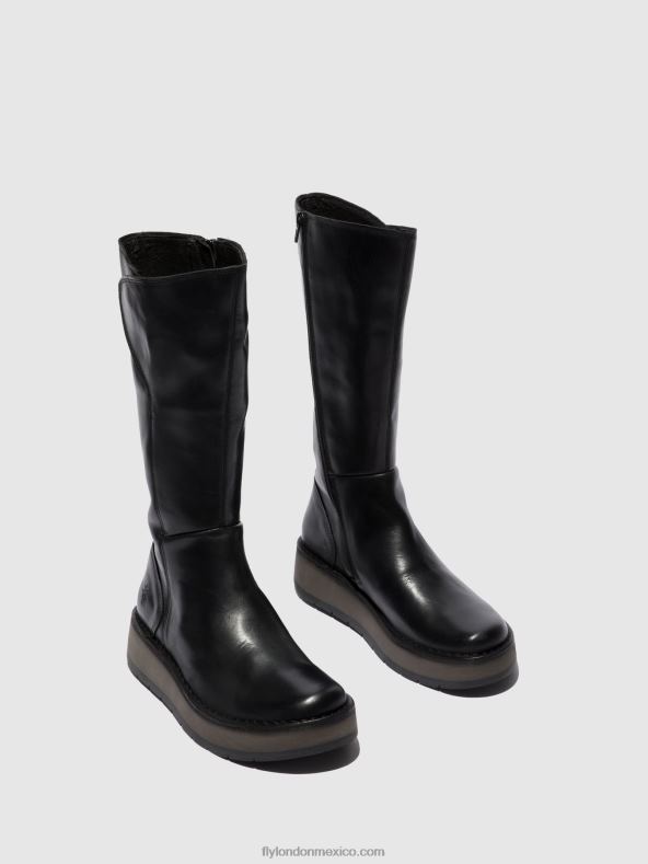 alfombra negra 2LT8B339 botas con cremallera rhea042 Fly London mujer