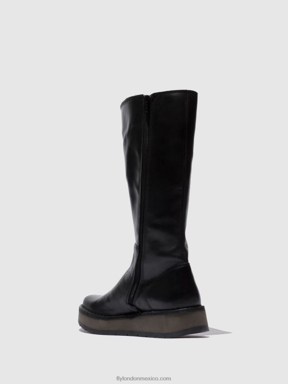 alfombra negra 2LT8B339 botas con cremallera rhea042 Fly London mujer