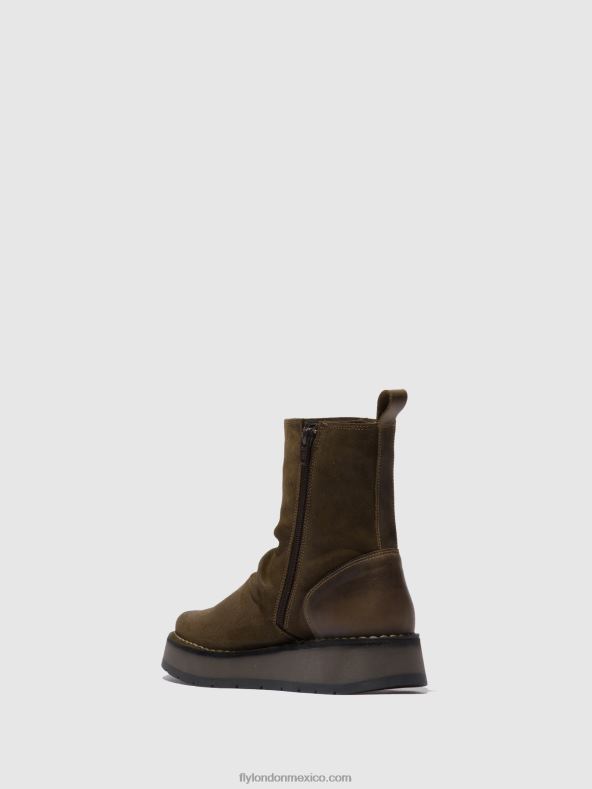 antelina/alfombra lodo/oliva 2LT8B320 botas con cremallera reno053 Fly London mujer