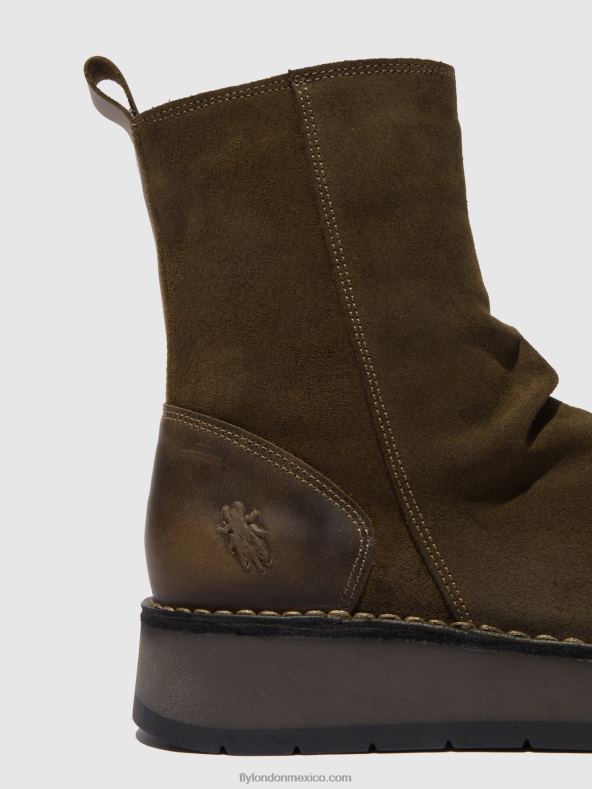 antelina/alfombra lodo/oliva 2LT8B320 botas con cremallera reno053 Fly London mujer