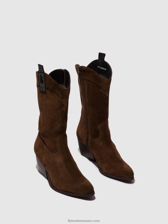 chocolate 2LT8B293 botas con cremallera teke906 Fly London mujer