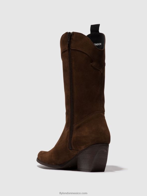 chocolate 2LT8B293 botas con cremallera teke906 Fly London mujer