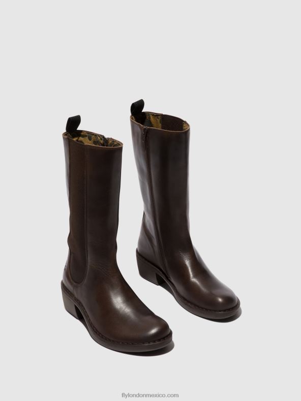 dk marrón 2LT8B303 botas con cremallera mada081 Fly London mujer