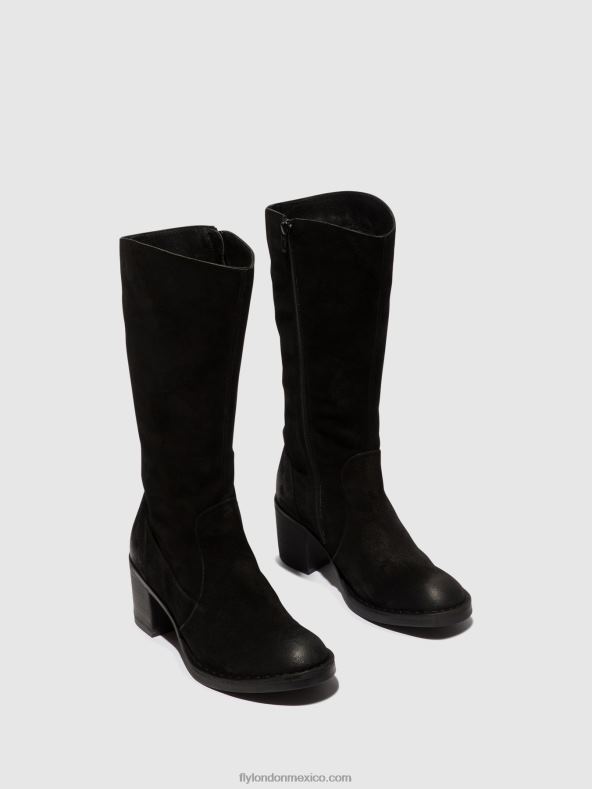 negro 2LT8B304 botas con cremallera balo096 Fly London mujer