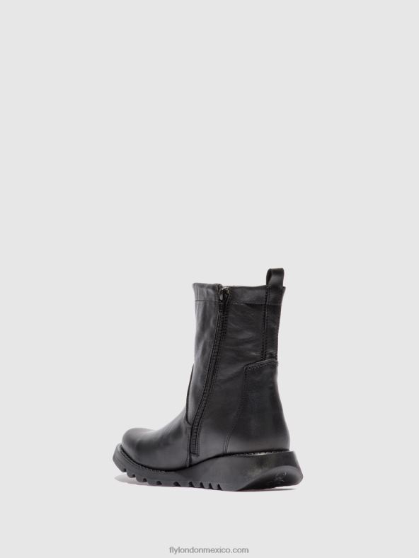 terciopelo negro (negro) 2LT8B317 botas con cremallera sauk794 Fly London mujer