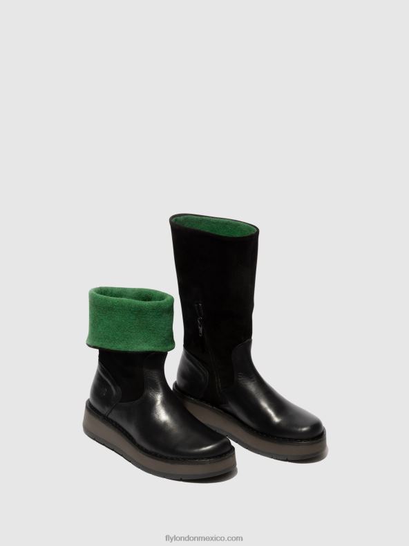 verde negro) 2LT8B297 botas con cremallera rula083 Fly London mujer