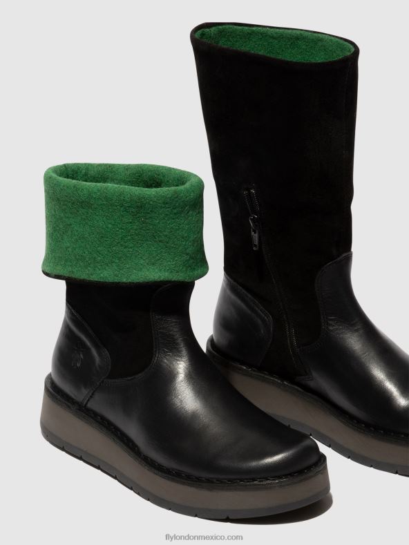 verde negro) 2LT8B297 botas con cremallera rula083 Fly London mujer