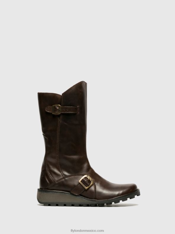 marrón 2LT8B343 botas con hebilla mes dk Fly London mujer