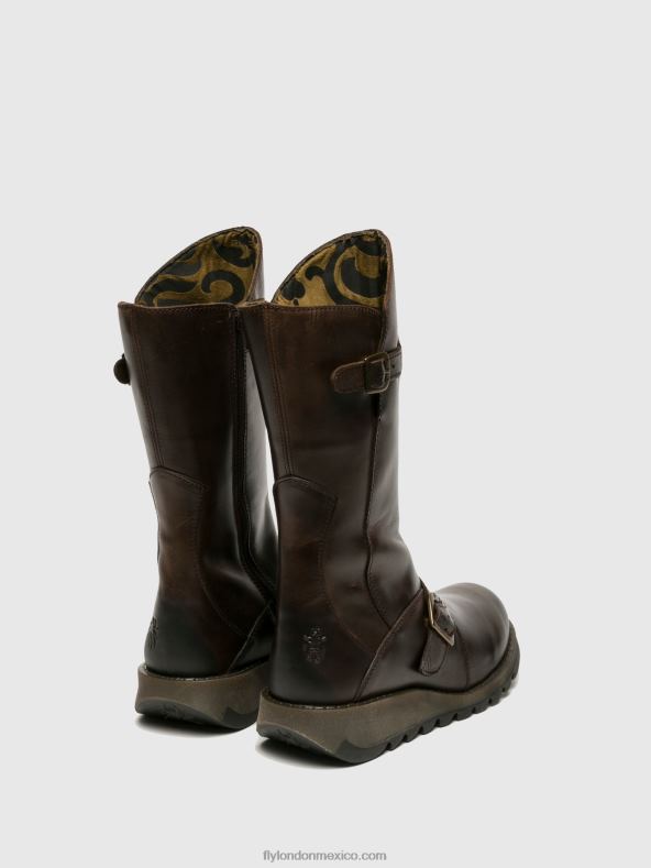 marrón oscuro 2LT8B347 hebilla botas mes 2 Fly London mujer