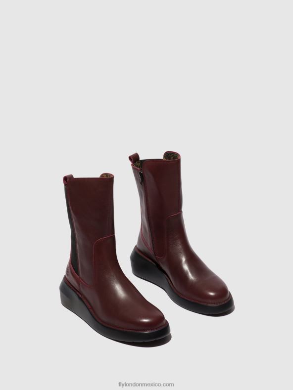 Burdeos 2LT8B64 botines con cremallera brin516 Fly London mujer