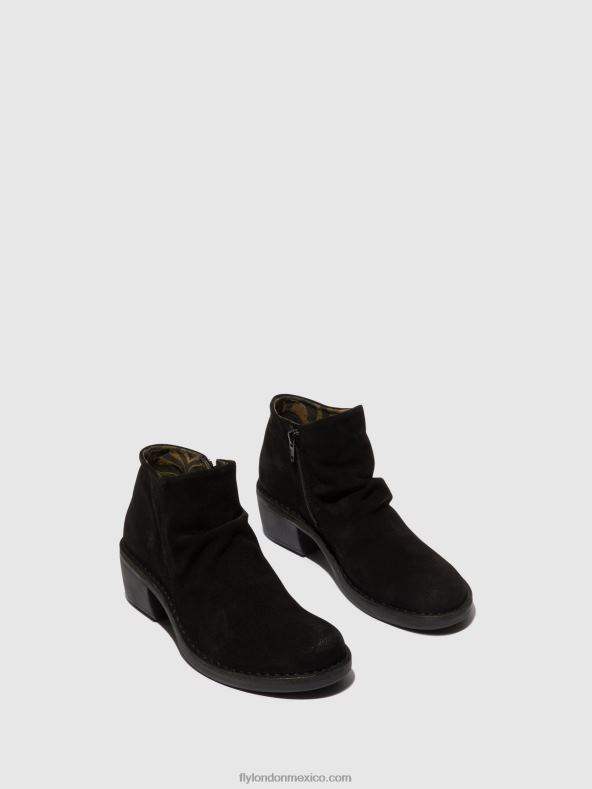 aceite de ante negro 2LT8B2 botines con cremallera merk093 Fly London mujer