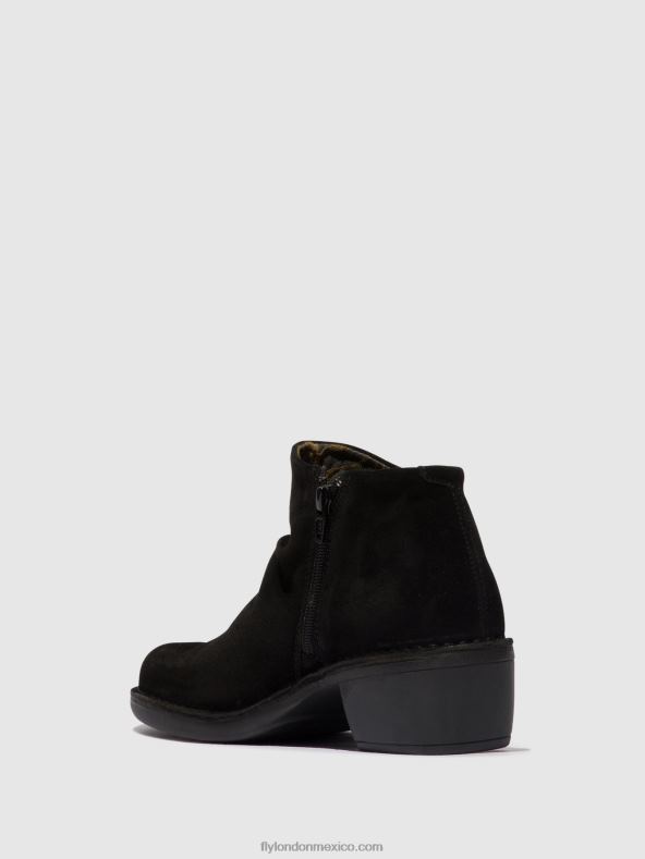 aceite de ante negro 2LT8B2 botines con cremallera merk093 Fly London mujer