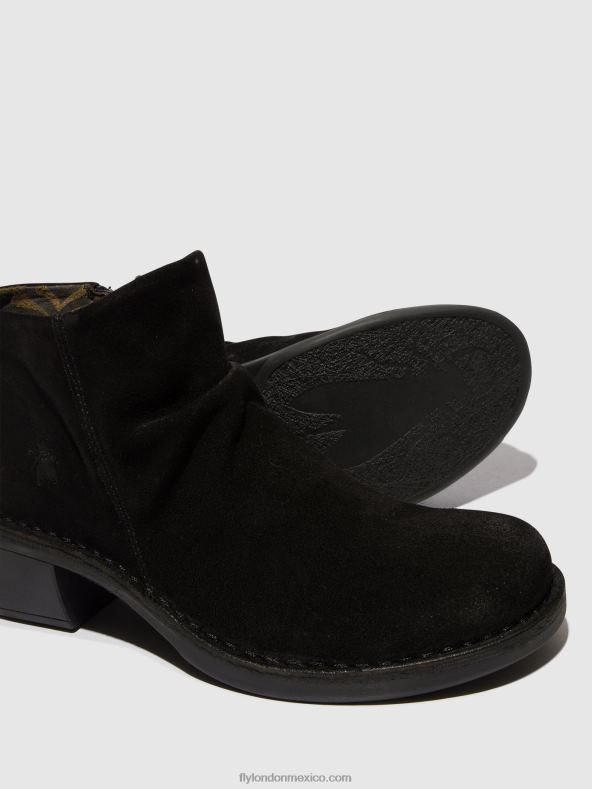 aceite de ante negro 2LT8B2 botines con cremallera merk093 Fly London mujer