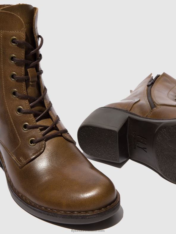 alfombra camello 2LT8B194 botines con cordones milu044 Fly London mujer