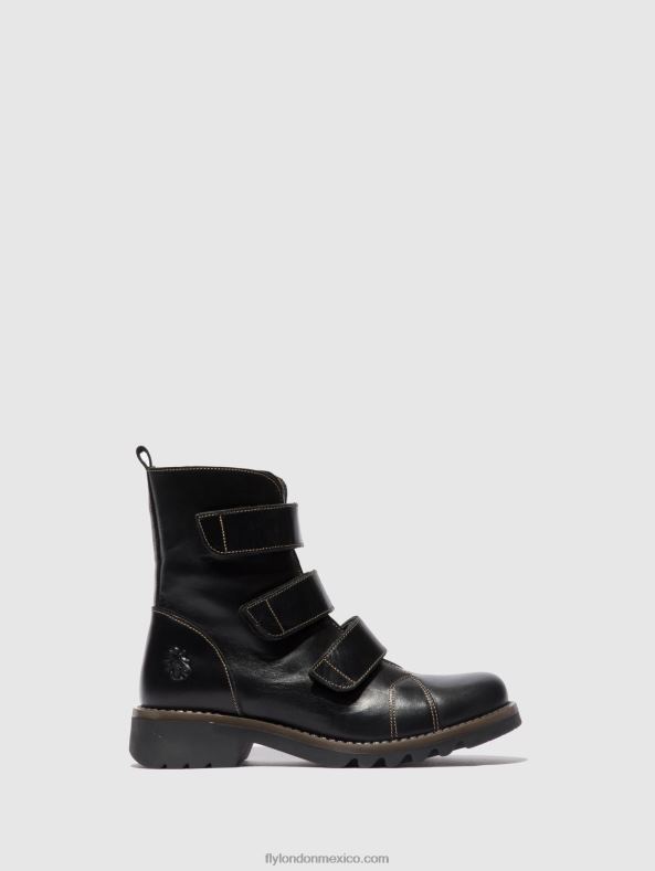 alfombra negra 2LT8B190 botines velcro rach790 Fly London mujer