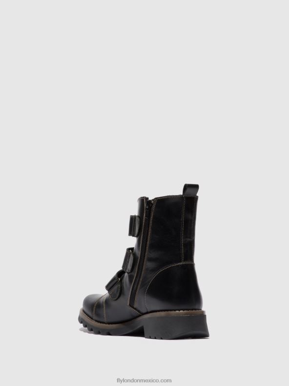 alfombra negra 2LT8B190 botines velcro rach790 Fly London mujer