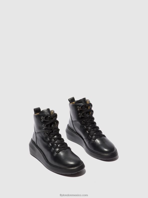 alfombra negra 2LT8B205 botines con cordones bika501 Fly London mujer