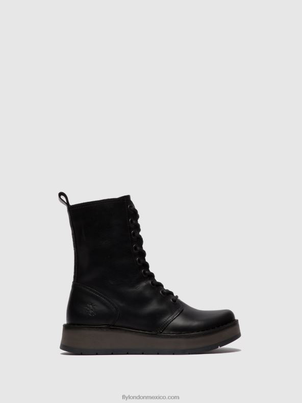 alfombra negra 2LT8B250 botines con cordones rami043 Fly London mujer
