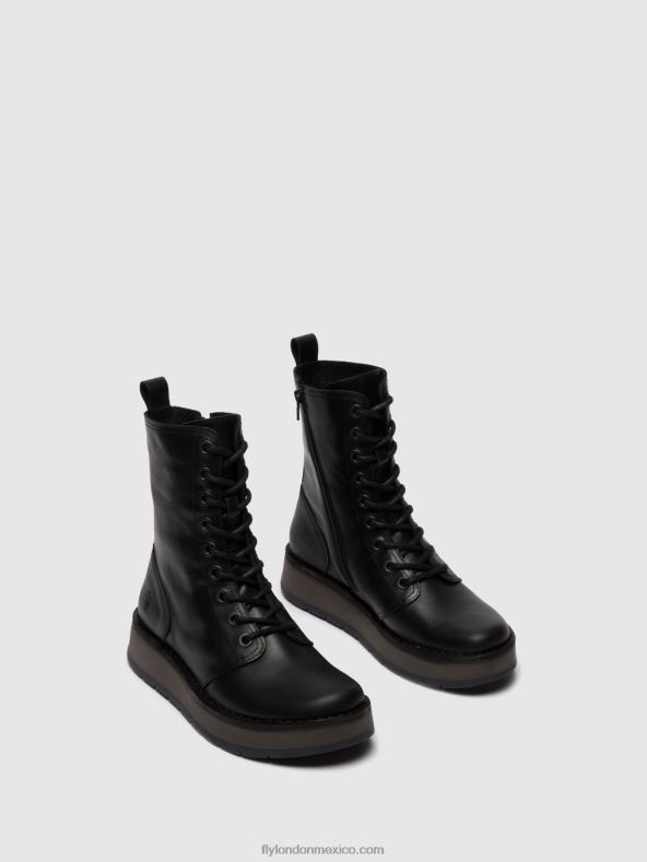 alfombra negra 2LT8B250 botines con cordones rami043 Fly London mujer
