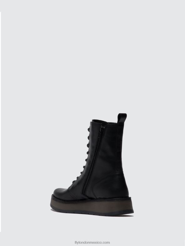 alfombra negra 2LT8B250 botines con cordones rami043 Fly London mujer