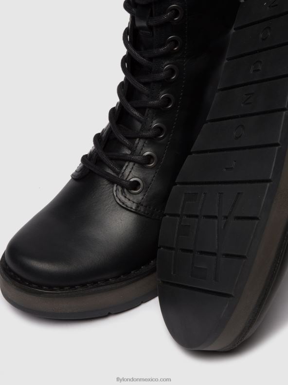 alfombra negra 2LT8B250 botines con cordones rami043 Fly London mujer