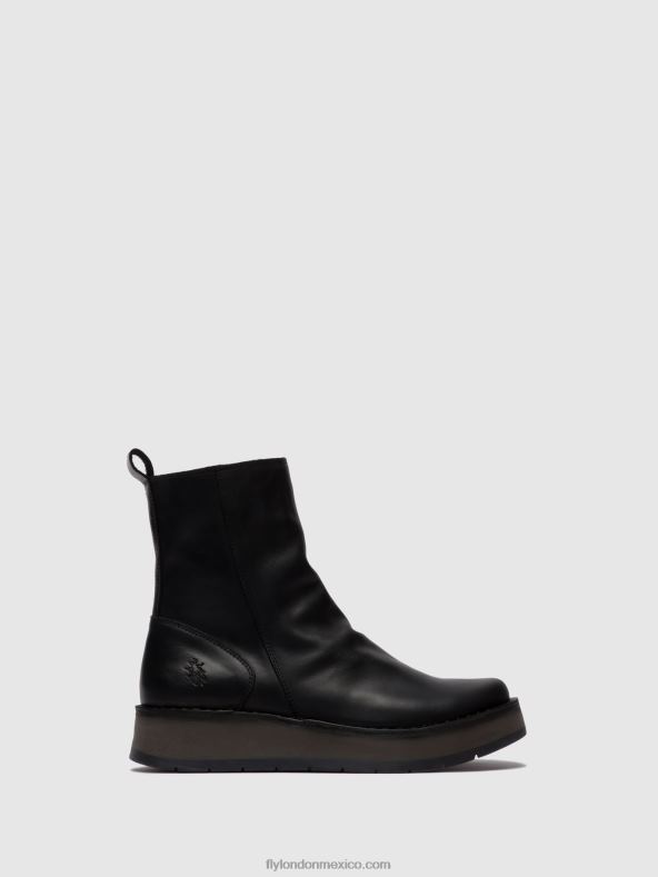 alfombra negra 2LT8B253 botines con cremallera reno053 Fly London mujer
