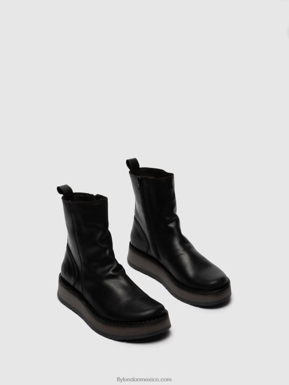 alfombra negra 2LT8B253 botines con cremallera reno053 Fly London mujer