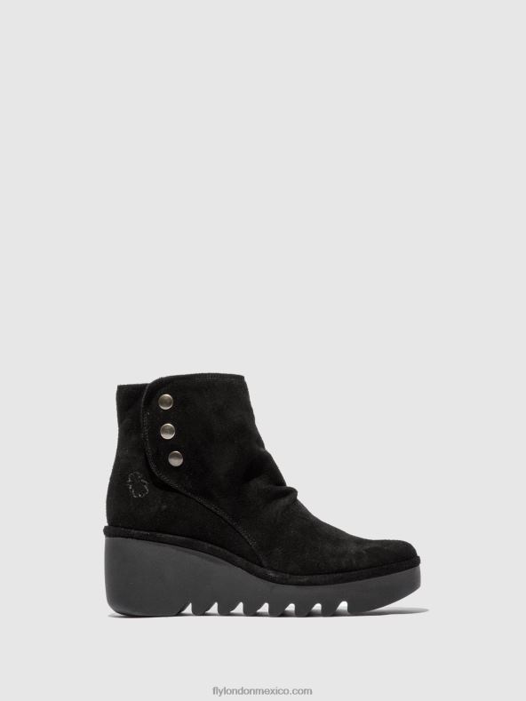 ante negro 2LT8B182 botines con cremallera brom344 Fly London mujer