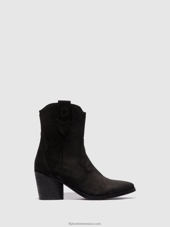 ante negro 2LT8B188 botines con cremallera alba825 Fly London mujer