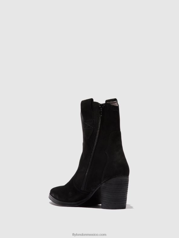 ante negro 2LT8B188 botines con cremallera alba825 Fly London mujer