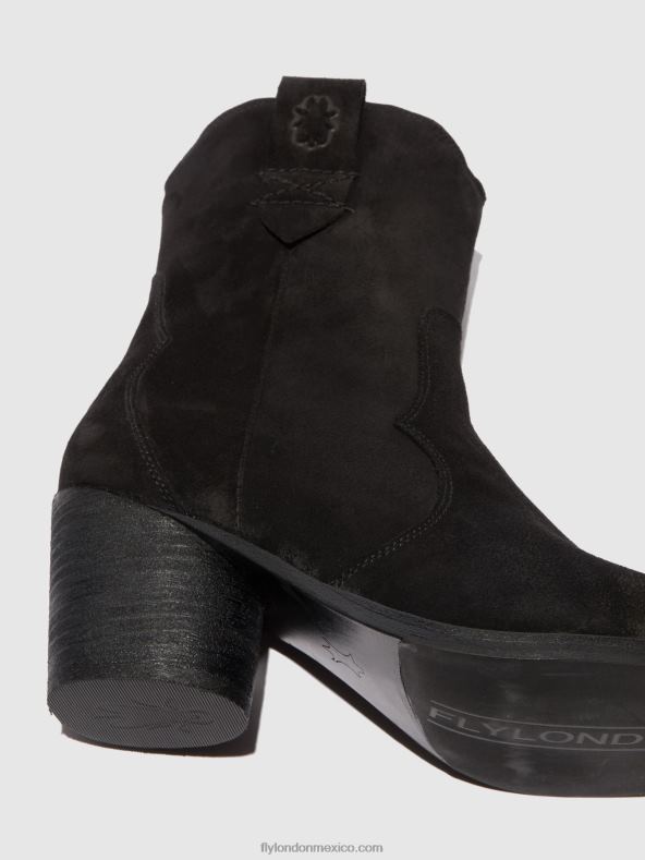 ante negro 2LT8B188 botines con cremallera alba825 Fly London mujer
