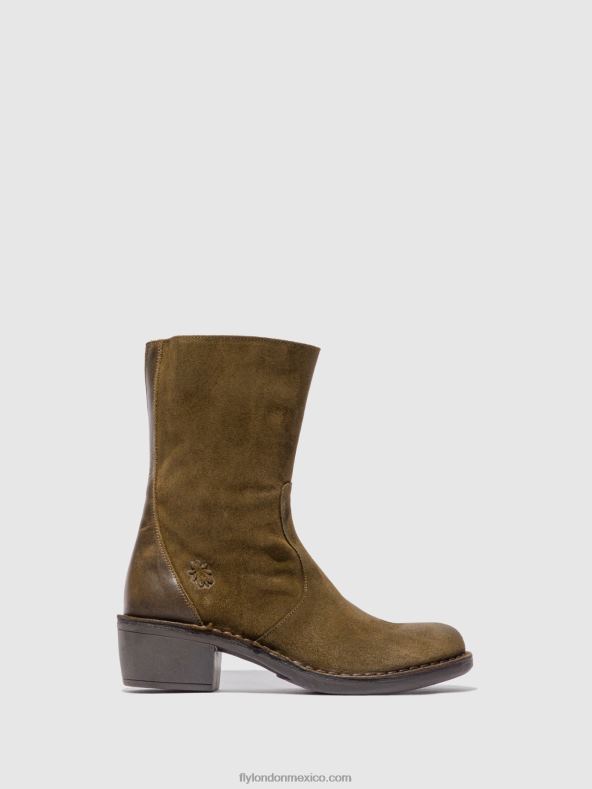 antelina/alfombra lodo/oliva 2LT8B180 botines con cremallera mane073 Fly London mujer