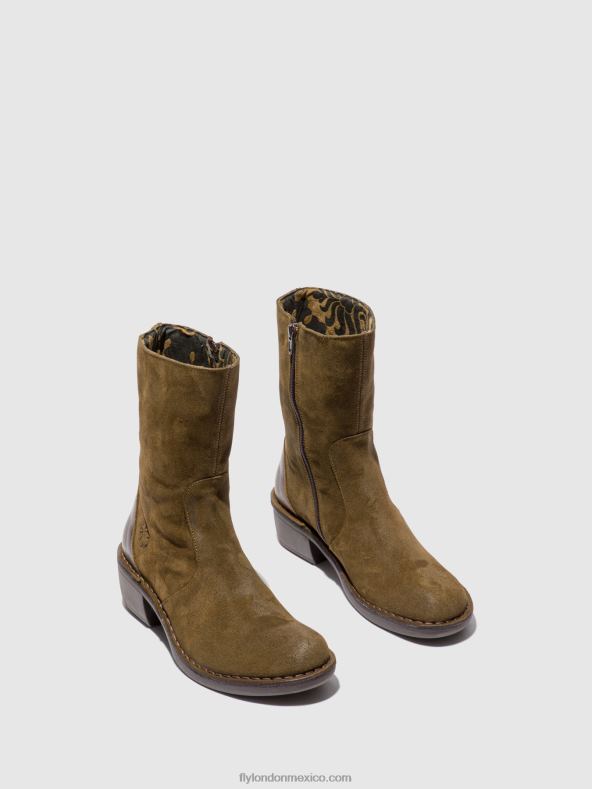 antelina/alfombra lodo/oliva 2LT8B180 botines con cremallera mane073 Fly London mujer
