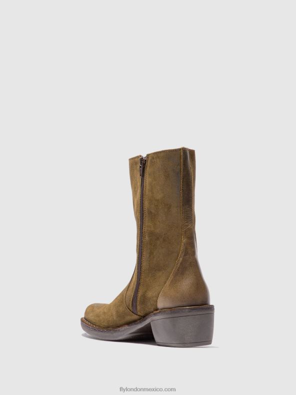 antelina/alfombra lodo/oliva 2LT8B180 botines con cremallera mane073 Fly London mujer