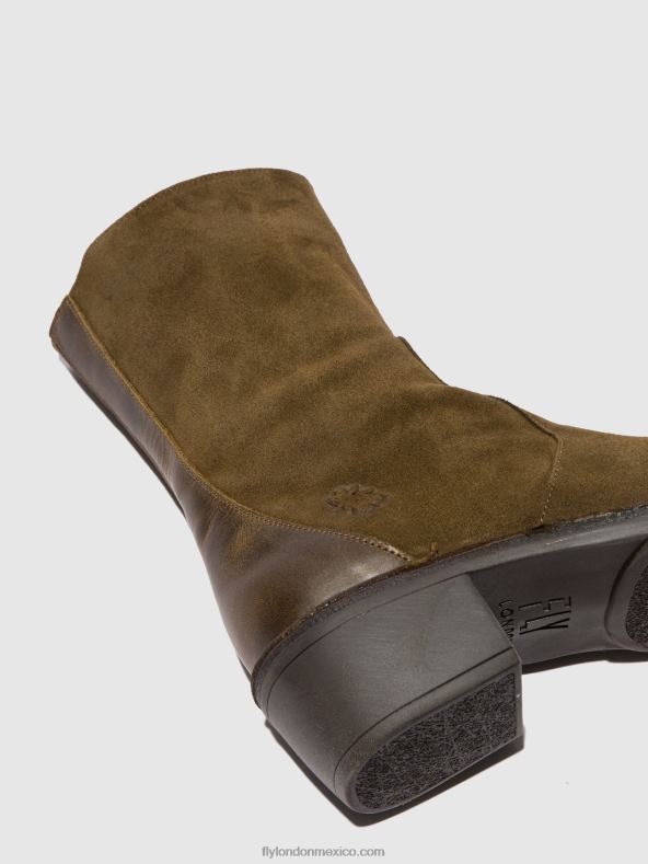 antelina/alfombra lodo/oliva 2LT8B180 botines con cremallera mane073 Fly London mujer