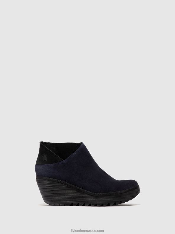 azul marino/negro 2LT8B27 botines con cremallera yego400 Fly London mujer