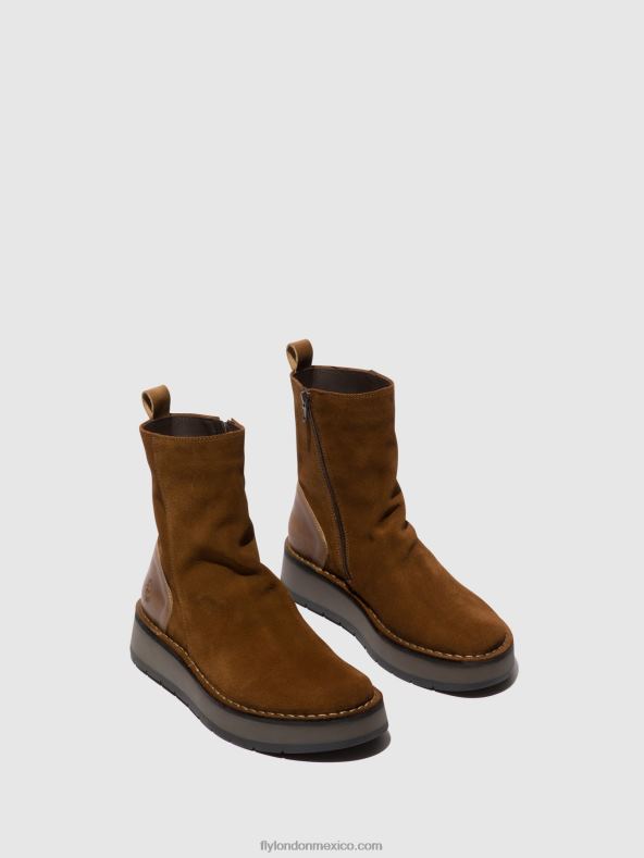 camello 2LT8B44 botines con cremallera reno053 Fly London mujer