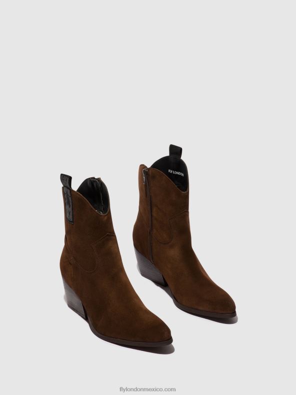 chocolate 2LT8B33 botines con cremallera tabb905 Fly London mujer