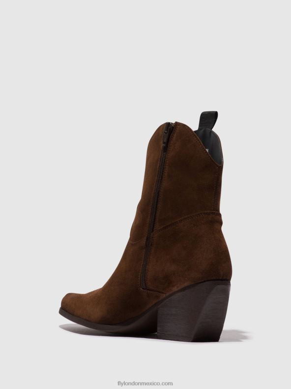 chocolate 2LT8B33 botines con cremallera tabb905 Fly London mujer