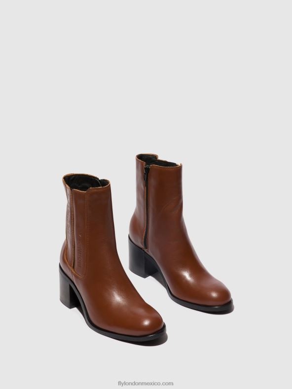 coñac 2LT8B71 botines con cremallera amel913 Fly London mujer
