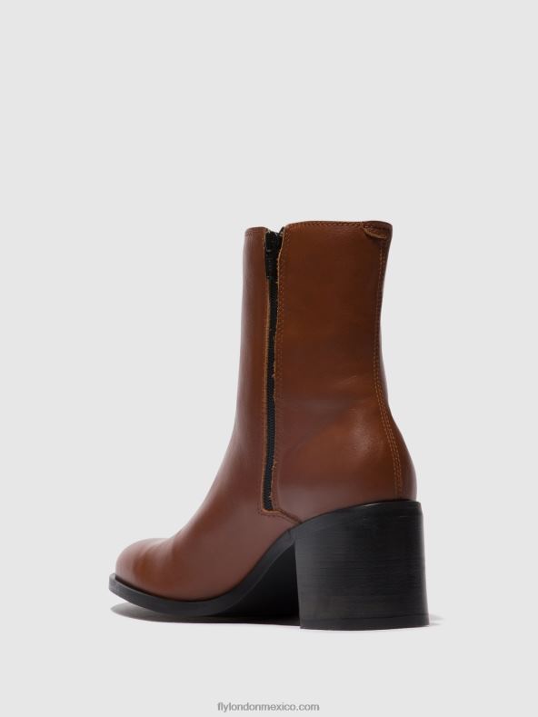 coñac 2LT8B71 botines con cremallera amel913 Fly London mujer
