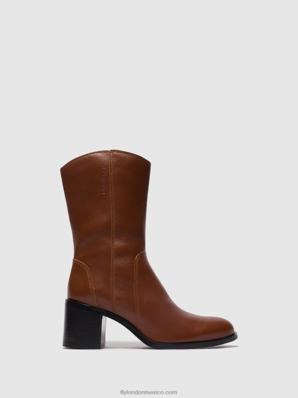 coñac 2LT8B74 botines con cremallera asta914 Fly London mujer